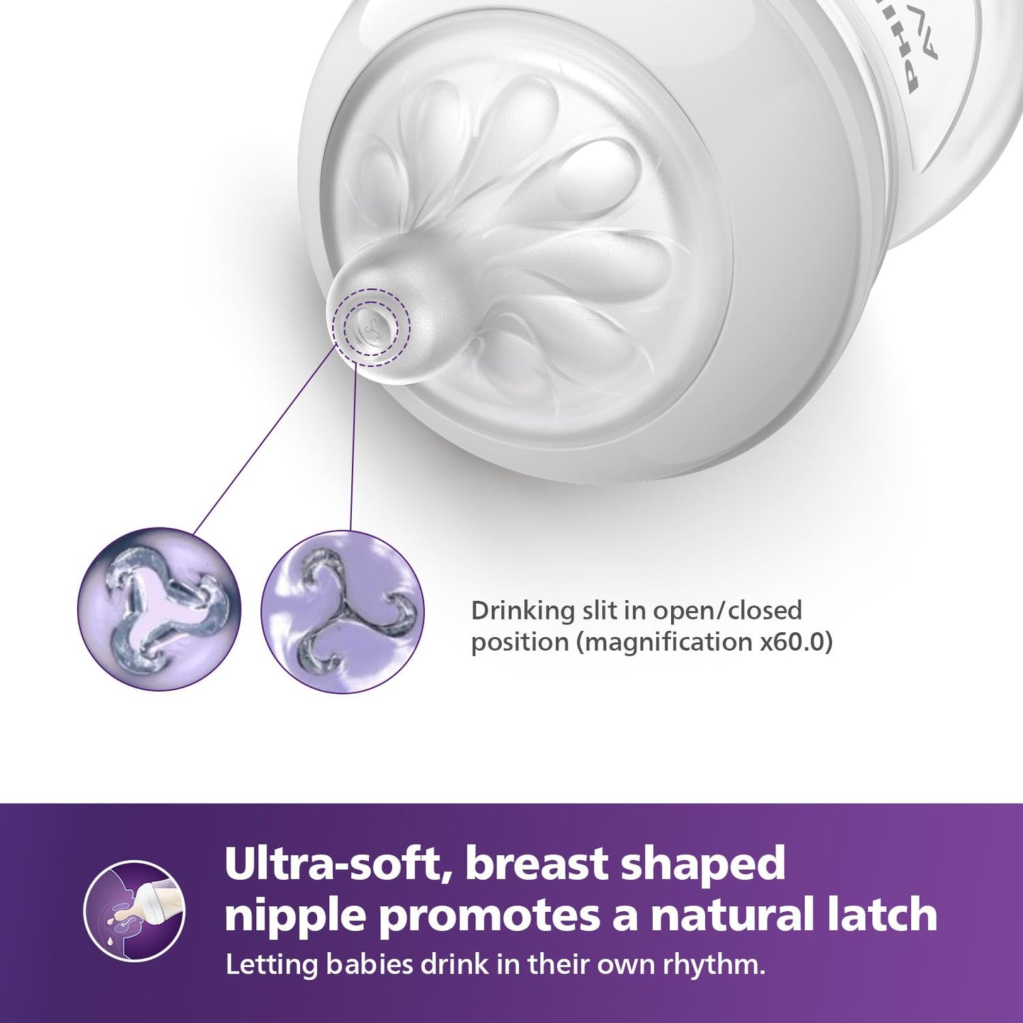 Philips Avent Natural Baby Feeding Bottle | No.1 Brand Recommended by Moms Worldwide | Ideal for 1 months+| Natural Response Technology Mimics Breastfeeding | Uniquely Designed Nipple releases milk only when baby drinks | Pack of 2| SCY903/02