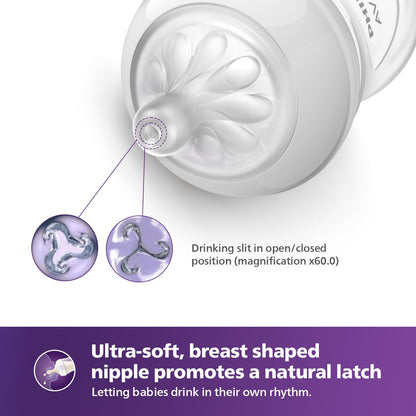 Philips Avent Natural Baby Feeding Bottle | No.1 Brand Recommended by Moms Worldwide | Ideal for 1 months+| Natural Response Technology Mimics Breastfeeding | Uniquely Designed Nipple releases milk only when baby drinks | Pack of 2| SCY903/02