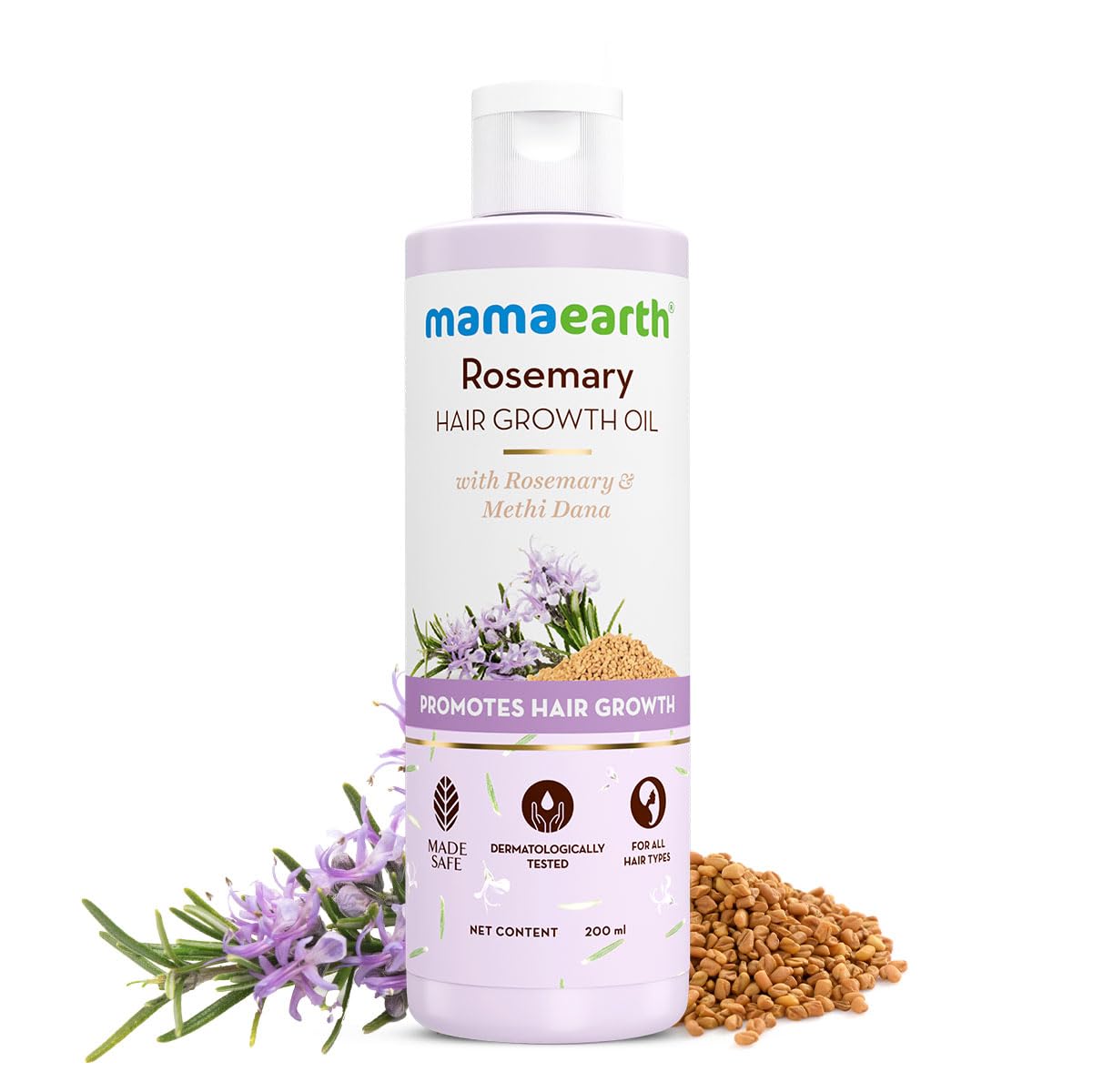 Mamaearth Rosemary Hair Growth Oil with Rosemary & Methi Dana for Promoting Hair Growth - 200 ml | Controls Hair Fall | Strengthens Hair | Stimulates New Hair Growth | Healthy Nourished Hair