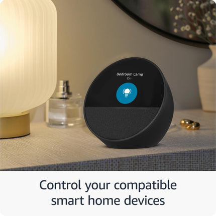 All-new Echo Spot, Smart alarm clock with vibrant sound, Alexa and Bluetooth | Black