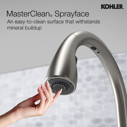 Kohler Emile 26448IN-4-VS Metal Pull-Down Sprayer Kitchen Faucet, Sweep Spray with Multi-function Docking Spray Head Technology (Vibrant Stainless Steel Finish)