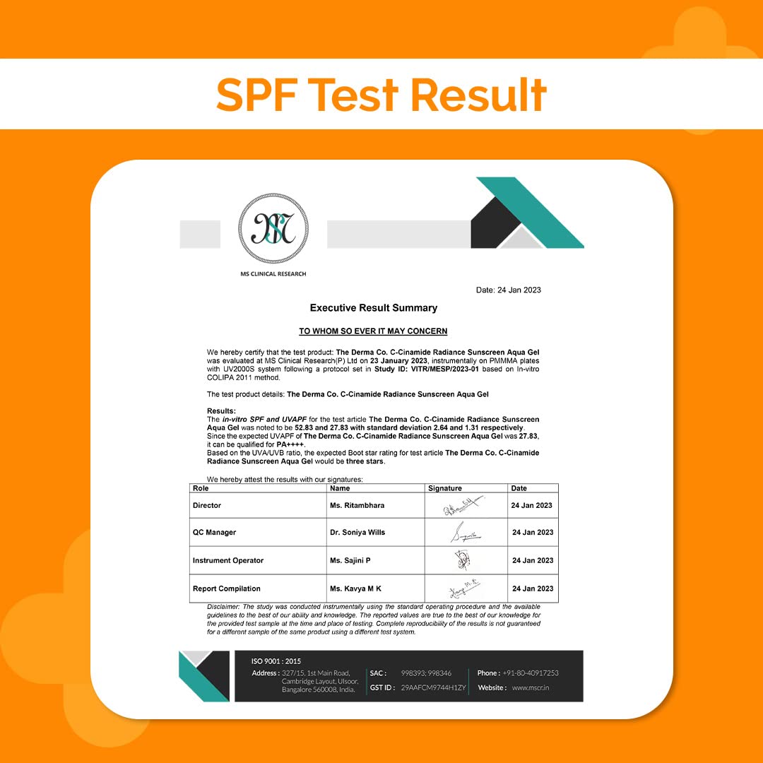 The Derma Co C-Cinamide Sunscreen For All Skin Types Spf 50 Aqua Gel, With Vitamin C & Niacinamide, Pa++++, Lightweight, No White Cast For Sun Protection & Glowing Skin - 50Gm, Pack Of 1