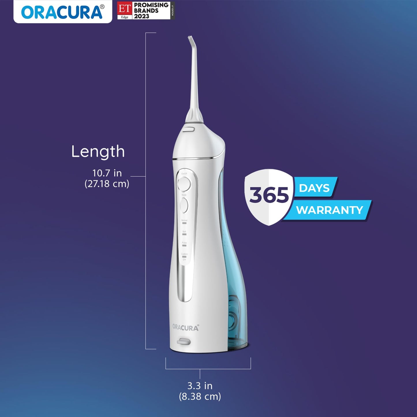 ORACURA® OC200 Dental PRO Smart PLUS Water Flosser® Black, 8 Nozzle Tips, Portable & Rechargeable, Custom 8 Water Pressure Settings, 200ml Tank Capacity, IPX7 Waterproof, 365 Days Warranty