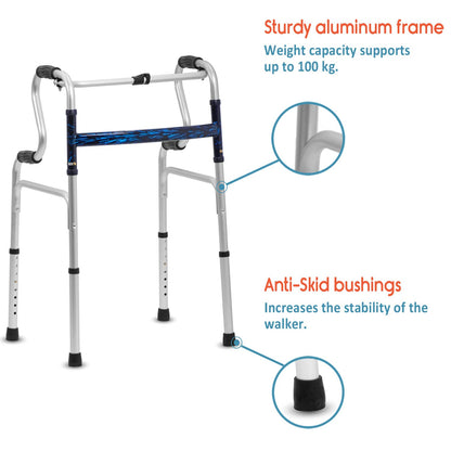 KosmoCare Premium Imported Light Weight Aluminum Height Adjustable Folding Walker 2 - Silver