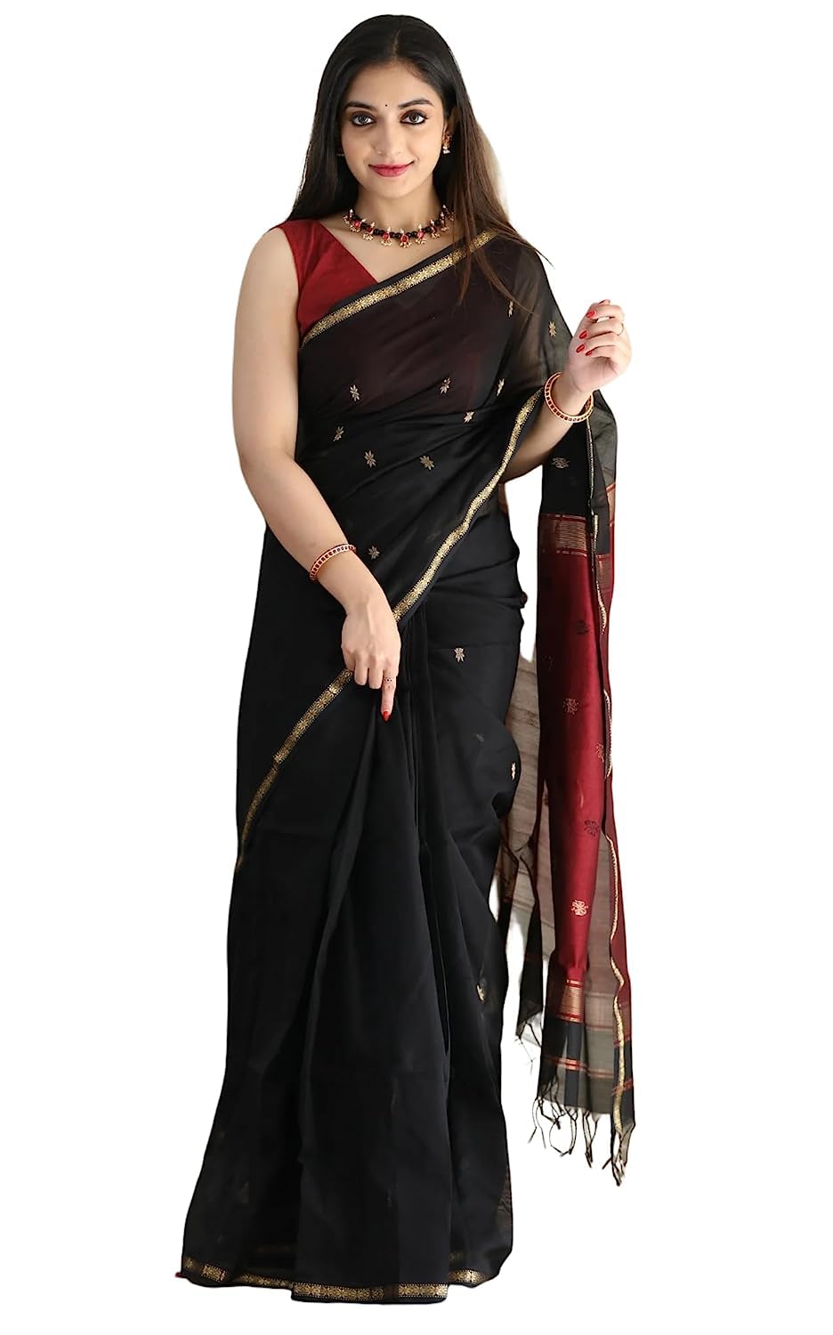 SGF11 Women's Kanjivaram Soft Cotton Linen Silk Saree With Blouse Piece