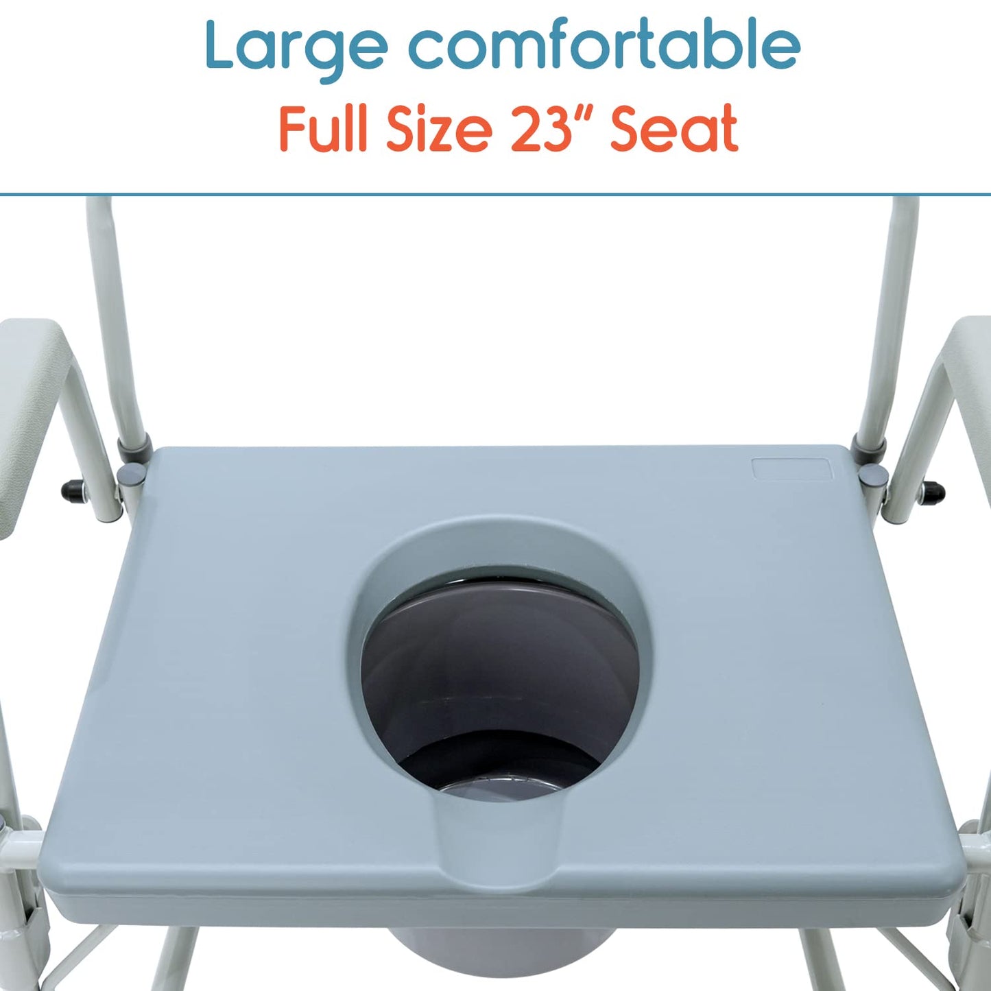 KosmoCare Folding Commode Chair with Large Bucket | 3-in-1 Usage - Bedside Commode, Raised Toilet Seat Riser, Safety rails | Portable Commode for adults & elderly |