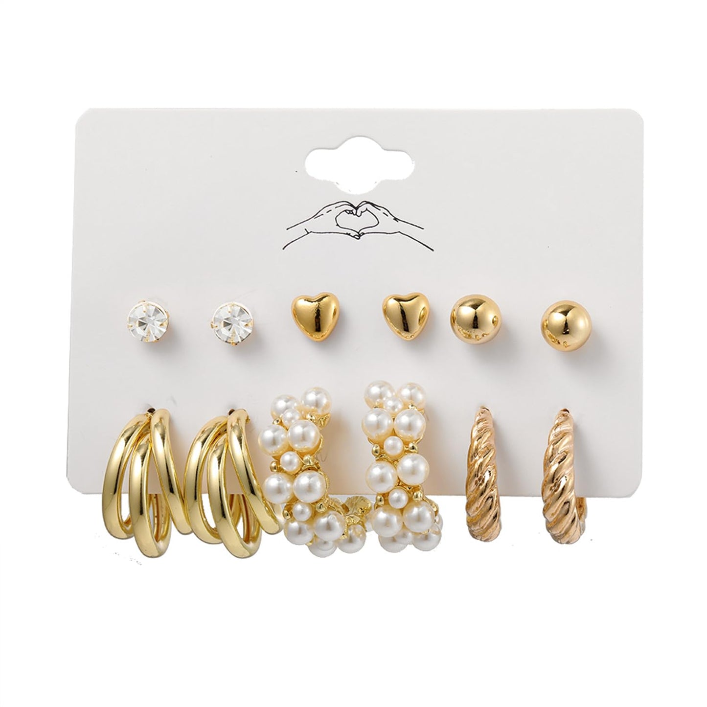 Shining Diva Fashion 11 Pairs Combo Set Celebrity Inspired Latest Trendy Stylish Gold Plated Geometric Twist Pearl Hoop Dangle Earrings for Women and Girls