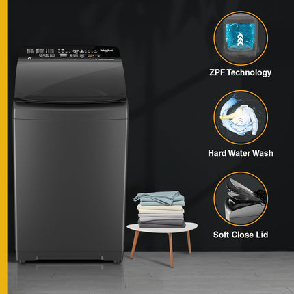 Whirlpool 9 Kg 5 Star BloomWash Royal Plus Fully Automatic Top Load Washing Machine (BW ROYAL PLUS H 9 KG GREY 10YMW with In-Built Heater) 