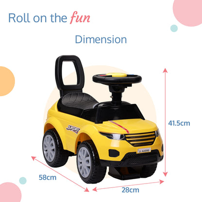 LuvLap Starlight Ride on & Car for Kids with Music & Horn Steering, Push Car for Baby with Backrest, Safety Guard, Under Seat Storage & Big Wheels, Ride on for Kids 1 to 3 Years Upto 25 Kgs (Orange)