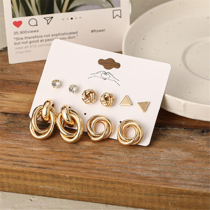 Shining Diva Fashion 11 Pairs Combo Set Celebrity Inspired Latest Trendy Stylish Gold Plated Geometric Twist Pearl Hoop Dangle Earrings for Women and Girls