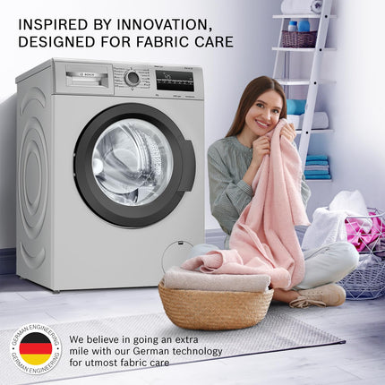 Bosch 8 kg 5 Star Fully-Automatic Front Loading Washing Machine (WAJ2826BIN, Shiny Silver, AI active water plus, In-Built Heater) 