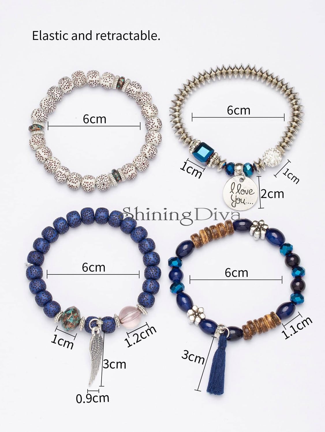 Shining Diva Fashion Bohemian Stackable Multilayer Hamsa Hand Evil Eye Lucky Protection Bracelets Multicolor Crystal Charm Beaded Bracelet for Women Girls