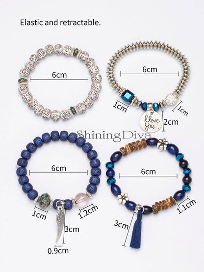 Shining Diva Fashion Bohemian Stackable Multilayer Hamsa Hand Evil Eye Lucky Protection Bracelets Multicolor Crystal Charm Beaded Bracelet for Women Girls