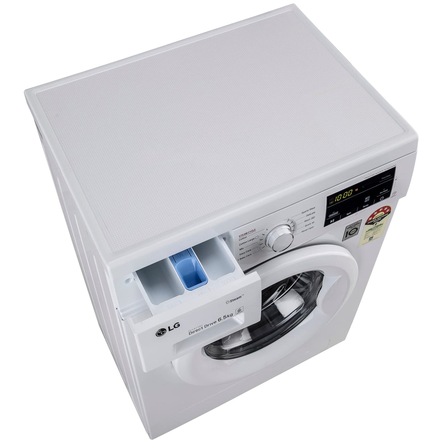 LG 6.5 Kg, 5 Star, Direct Drive Technology, Steam Wash, 6 motion DD, Smart Diagnosis, Fully Automatic Front Load Washing Machine (FHM1065SDW, Allergy Care, In-Built Heater, Touch Panel, White)