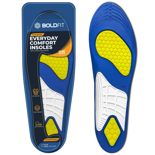 Boldfit Insole For Shoes Men Shoe Insoles For Men Sole For Shoe Shoe Sole For Men Insoles For Women Flat Foot Insoles For Men Shoes Sole For Men Gel Insoles For Men And Women Trim To Fit - Uk 8-11