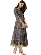 Libas Women's Chanderi Printed Anarkali Kurta (4799_Blue 