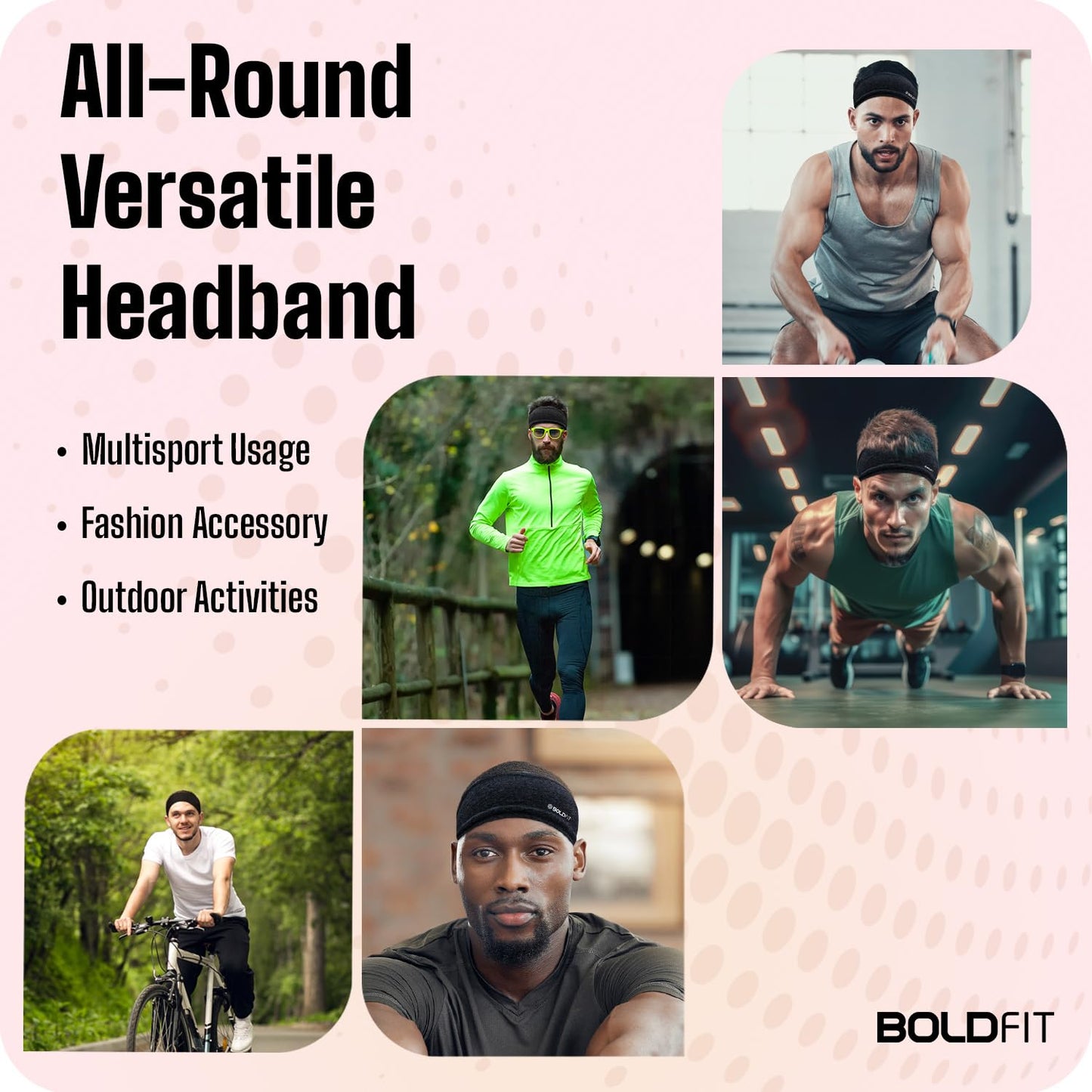 Boldfit Polyester Blend Head Band for Man Sports Head Bandana for Men & Women Gym Hair Band for Men Workout, Running Breathable, Non-Slip & Quick Drying Head Bands for Long Hair