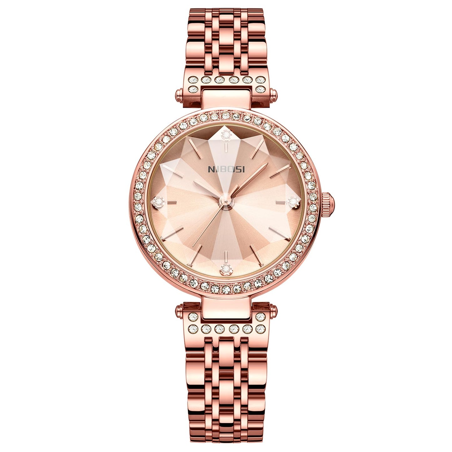 NIBOSI Women Stainless Steel Watches Analog Rose Gold Band and Square Dial Women's Watch for Girls&Miss&Ladies Diamond Studded with Stylish Watches Waterproof