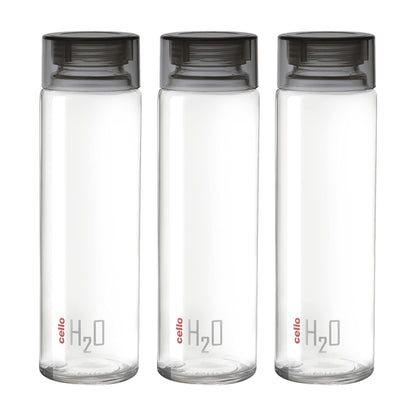 Cello H2O Glass Fridge Water Bottle with Plastic Cap | Leak Proof & Break-Proof | Wide Mouth & Easy to Clean | Best Usage for Office/School/College | 920ml | Red