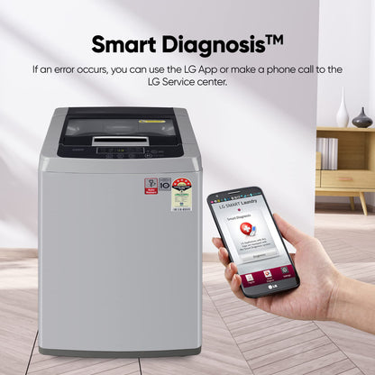 LG 7 Kg 5 Star Smart Inverter Technology Fully Automatic Top Load Washing Machine (2025 Model, T70VBMB1Z, Auto Prewash, Turbodrum, Stainless Steel drum, LED Display, Smart Diagnosis Middle Black)