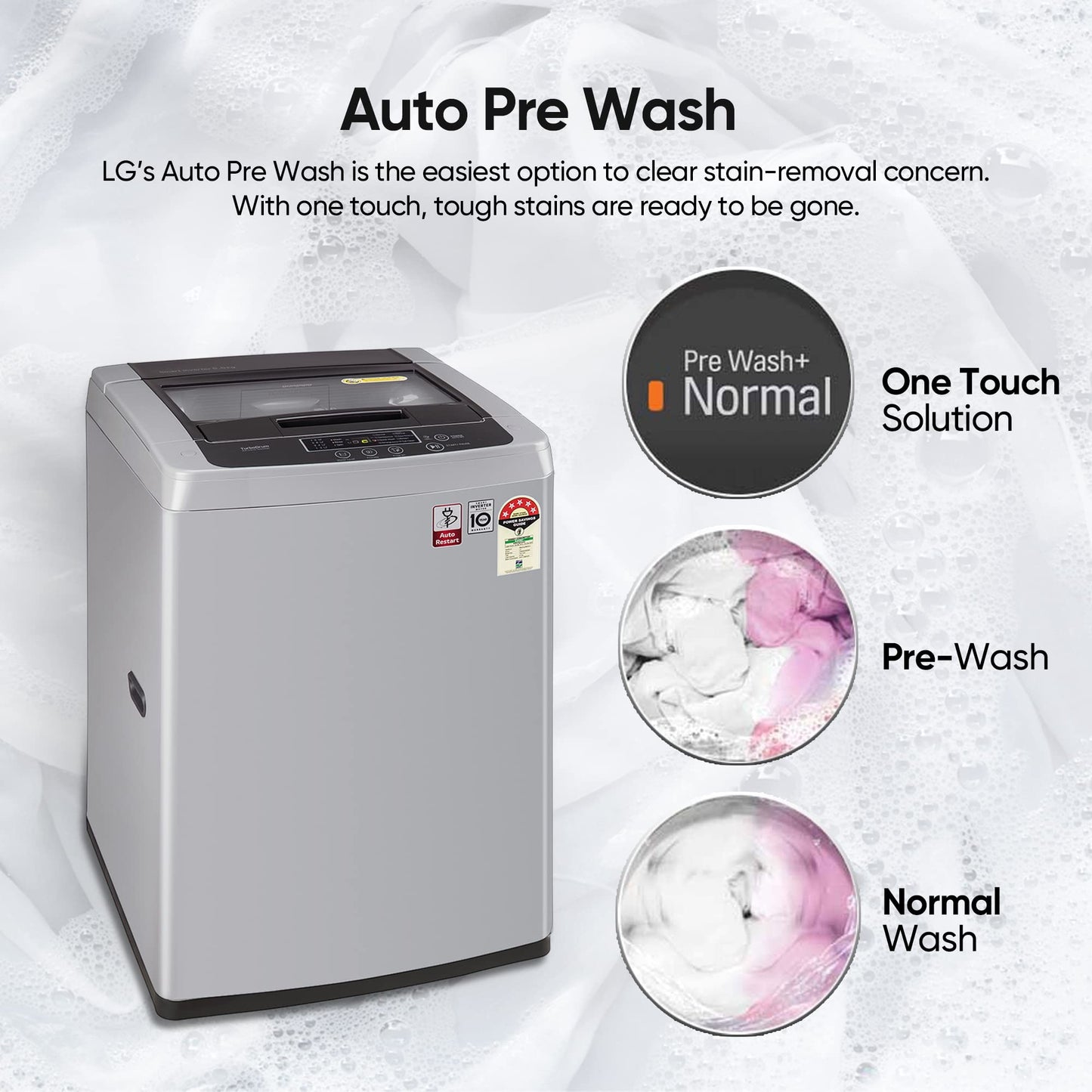 LG 7 Kg 5 Star Smart Inverter Technology Fully Automatic Top Load Washing Machine (2025 Model, T70VBMB1Z, Auto Prewash, Turbodrum, Stainless Steel drum, LED Display, Smart Diagnosis Middle Black)