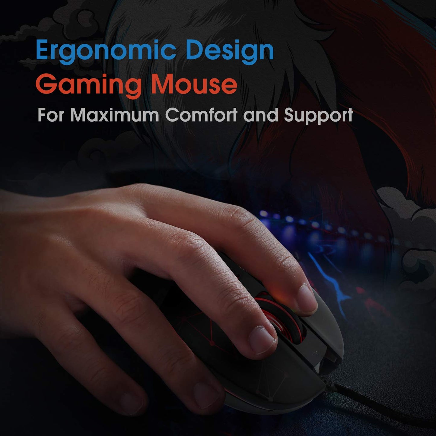 EvoFox Ultra Value Series Blaze Programmable Gaming Mouse |8 Fully Programmable Buttons| Ultra-responsive 7000fps | Gaming Grade Sensitive DPI Upto 12800 |RGB Lights with Music sync Mode | Windows Software