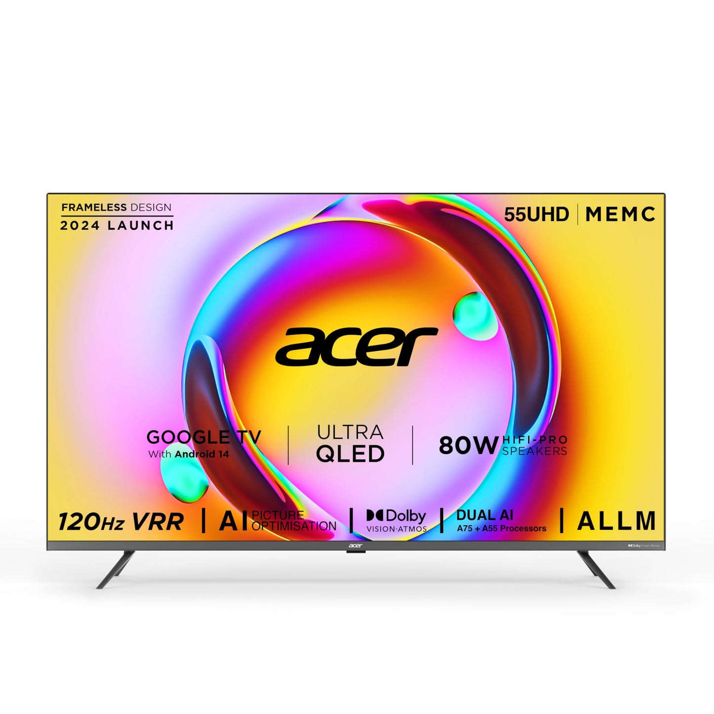 Acer 80 cm (32 inches) V Pro Series HD Ready Smart QLED Google TV with Android 14 (Black) | 16GB Storage | 30W Dolby Audio