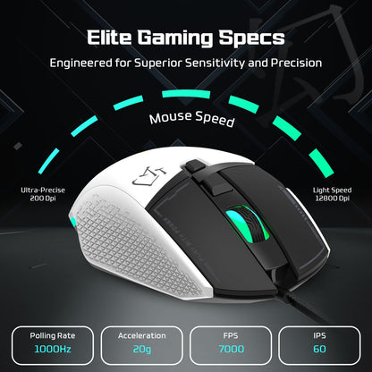 EvoFox Ultra Value Series Blaze Programmable Gaming Mouse |8 Fully Programmable Buttons| Ultra-responsive 7000fps | Gaming Grade Sensitive DPI Upto 12800 |RGB Lights with Music sync Mode | Windows Software