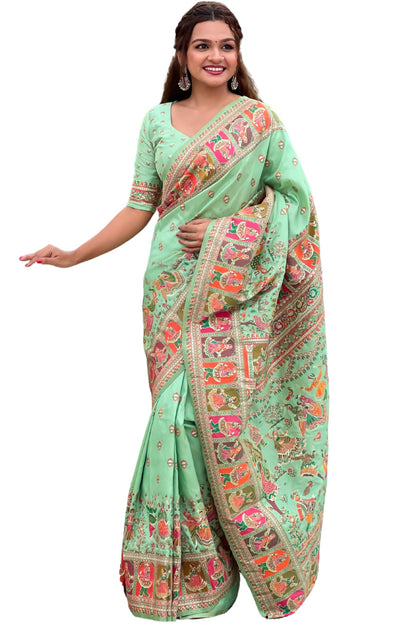 SGF11 Women's Kanjivaram Pure Soft Silk Saree With Unstitched Blouse Piece