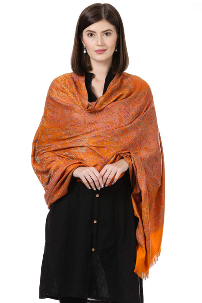 Pashtush Women's Kashmiri Woolen Shawl, Jacquard palla, Warm and soft, Faux Pashmina