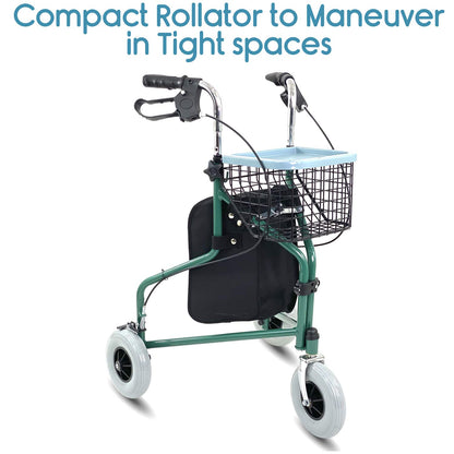 Kosmocare Folding Rollator Walker with Seat & Removable Back Support | Walker for Old People with Wheels | Lightweight Walkers for Seniors | Medical Walker for Old People