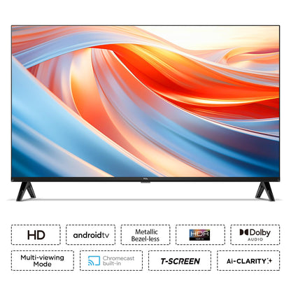 TCL 101 cm (40 inches) Metallic Bezel-Less Full HD Smart Android LED TV 40L4B (Black)