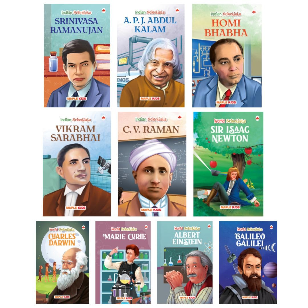 Story Books for Kids (Set of 10 Books) (Illustrated) - World and Indian Scientists - Biographies for Children - 6 Years to 10 Years Old - Einstein, Newton, Galileo Galilei, Marie Curie, Charles Darwin, CV Raman, Homi Bhabha, Ramanujan, Vikram Sarabhai, Ab