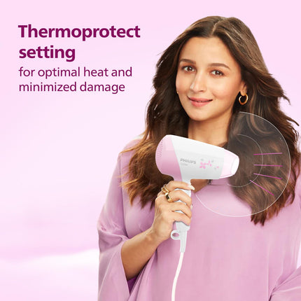 Philips Hair Dryer | Quick Gentle Drying with Thermoprotect Care | 1200 Watts | 3 Heat and Speed Settings with Cool Shots | HP8120/00, Pink 