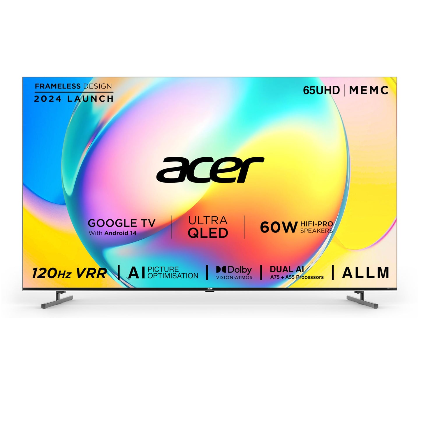 Acer 80 cm (32 inches) V Pro Series HD Ready Smart QLED Google TV with Android 14 (Black) | 16GB Storage | 30W Dolby Audio