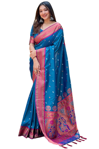 SGF11 Women's Kanjivaram Paithani Soft Silk Saree With Unstitched Blouse Piece