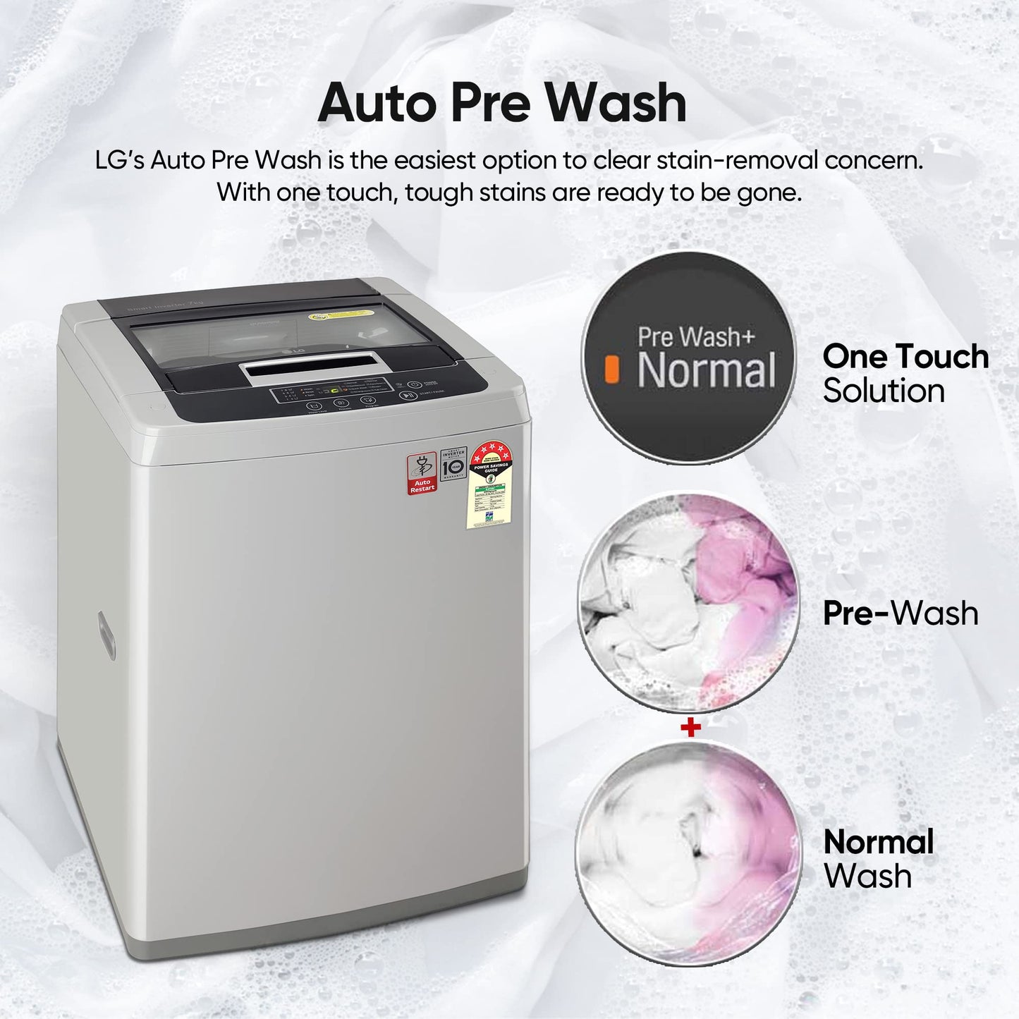 LG 7 Kg 5 Star Smart Inverter Technology Fully Automatic Top Load Washing Machine (2025 Model, T70VBMB1Z, Auto Prewash, Turbodrum, Stainless Steel drum, LED Display, Smart Diagnosis Middle Black)