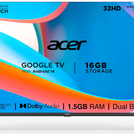 acer 80 cm (32 inches) I Pro Series HD Ready Smart LED Google TV AR32HDIGU2841AT (Black) 