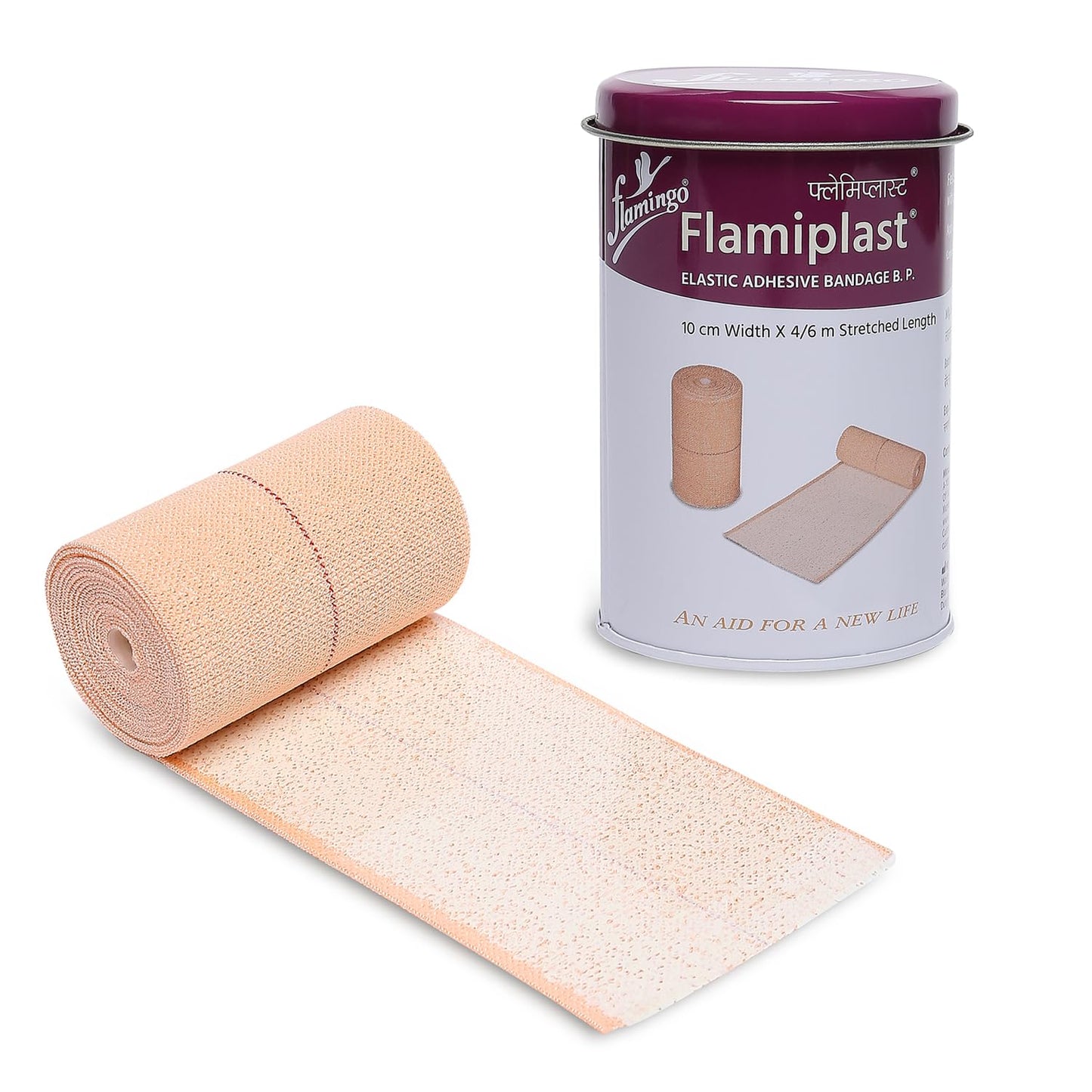 Flamingo Flamiplast (Elastic Adhesive Bandage B. P.) Support, Compression | Stretched Length upto 4/6 Mtr | 10 cm