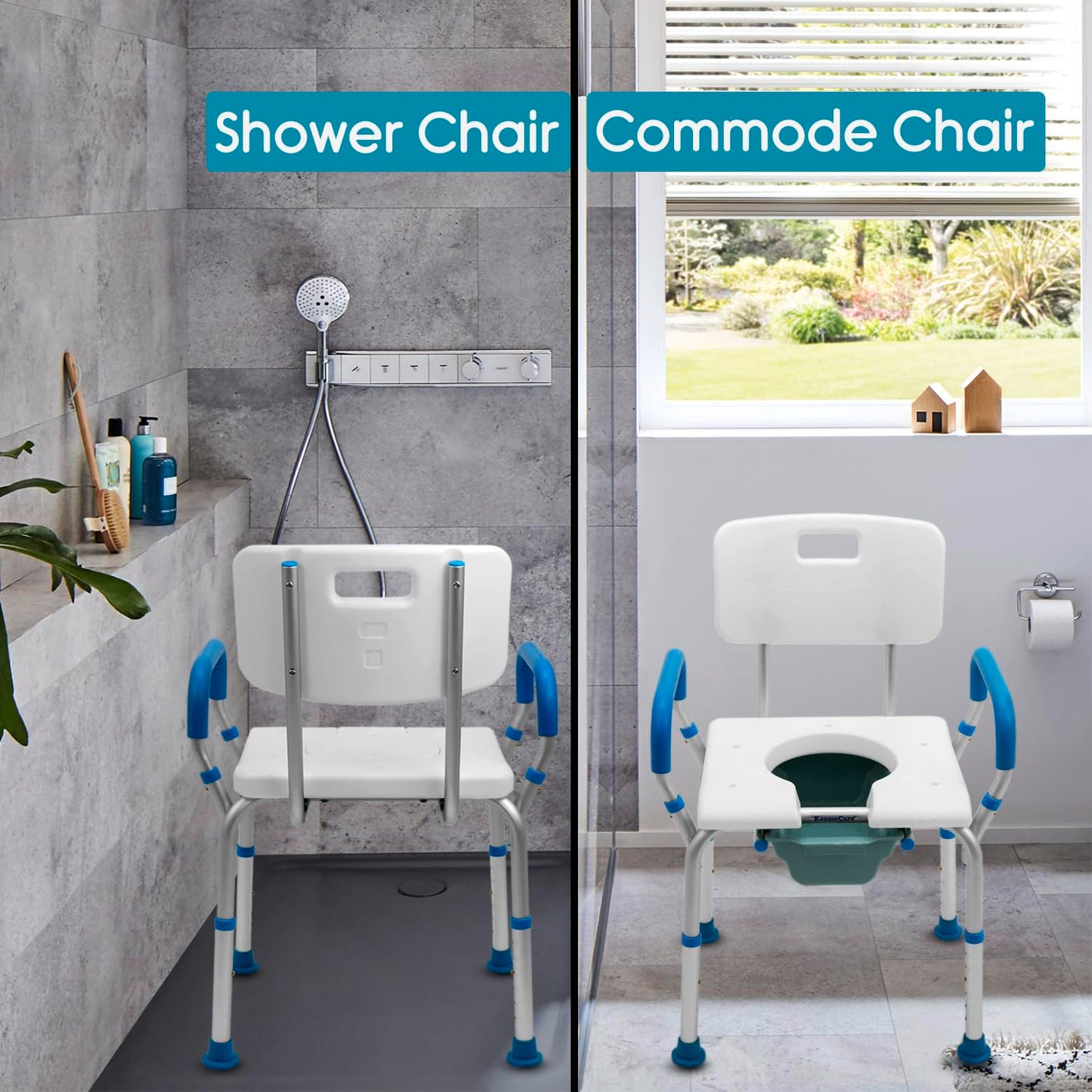 KosmoCare Premium Imported Shower Bench with EVA Mat Height Adjustable, Tool-Free Assembly Shower Chair with Anti-Slip Rubber Tips for Safety of Seniors & Elderly