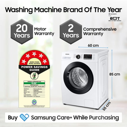 Samsung 8 kg, 5 Star, Digital Inverter, Motor, Fully-Automatic Front Load Washing Machine (WW80T4040CE1TL, Hygiene Steam, White) 