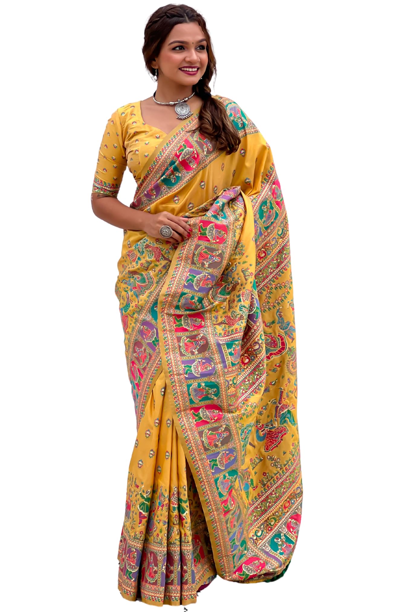 SGF11 Women's Kanjivaram Pure Soft Silk Saree With Unstitched Blouse Piece