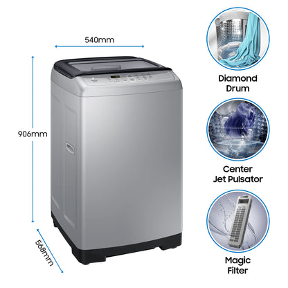 Samsung 9 kg, 5 star, Ecobubble, Wi-Fi, Digital Inverter, Soft Closing Door, Fully-Automatic Top Load Washing Machine (WA90BG4542BDTL, Versailles Gray)