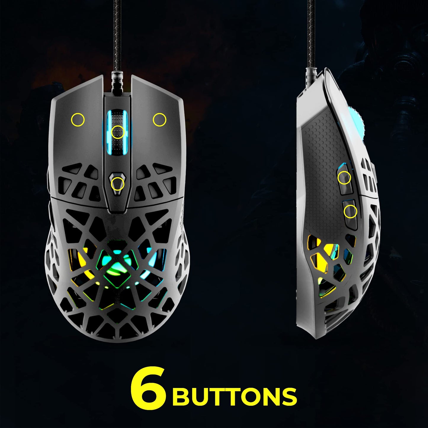 ZEBRONICS-Transformer-M with a High-Performance Gold-Plated USB Mouse: 6 Buttons, Multi-Color LED Lights,High-Resolution Sensor with max 3600 DPI, and DPI Switch(Black)