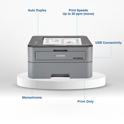 Brother HL-L2321D Automatic Duplex Laser Printers with 30 PPM Print Speed, 8 MB Memory, Large 250 Sheet Paper Tray, Wired USB Connectivity - Black