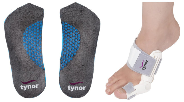 Tynor Medial Arch Orthosis, for Flat Feet | Arch Support for Pain Relief & Foot Alignment | Orthopedic Shoe Inserts for Men & Women | Comfortable & Durable Insoles, Pack of 2 (Grey, Large)