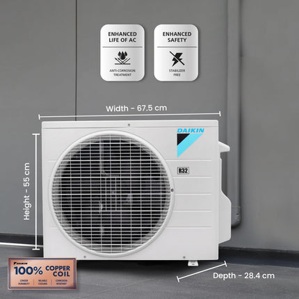 Daikin 0.8 Ton 3 Star, Fixed Speed Split AC (Copper, PM 2.5 Filter, 2022 Model, FTL28U, White) 