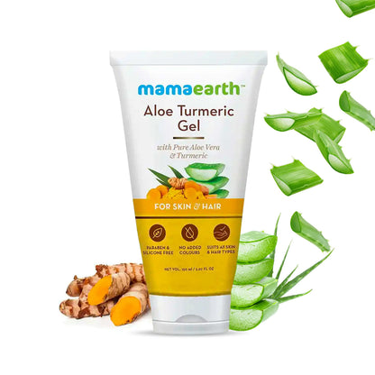 Mamaearth Aloe Turmeric Gel From 100% Pure Aloe Vera For Face, Skin & Hair with Turmeric & Vitamin E (300 ML)