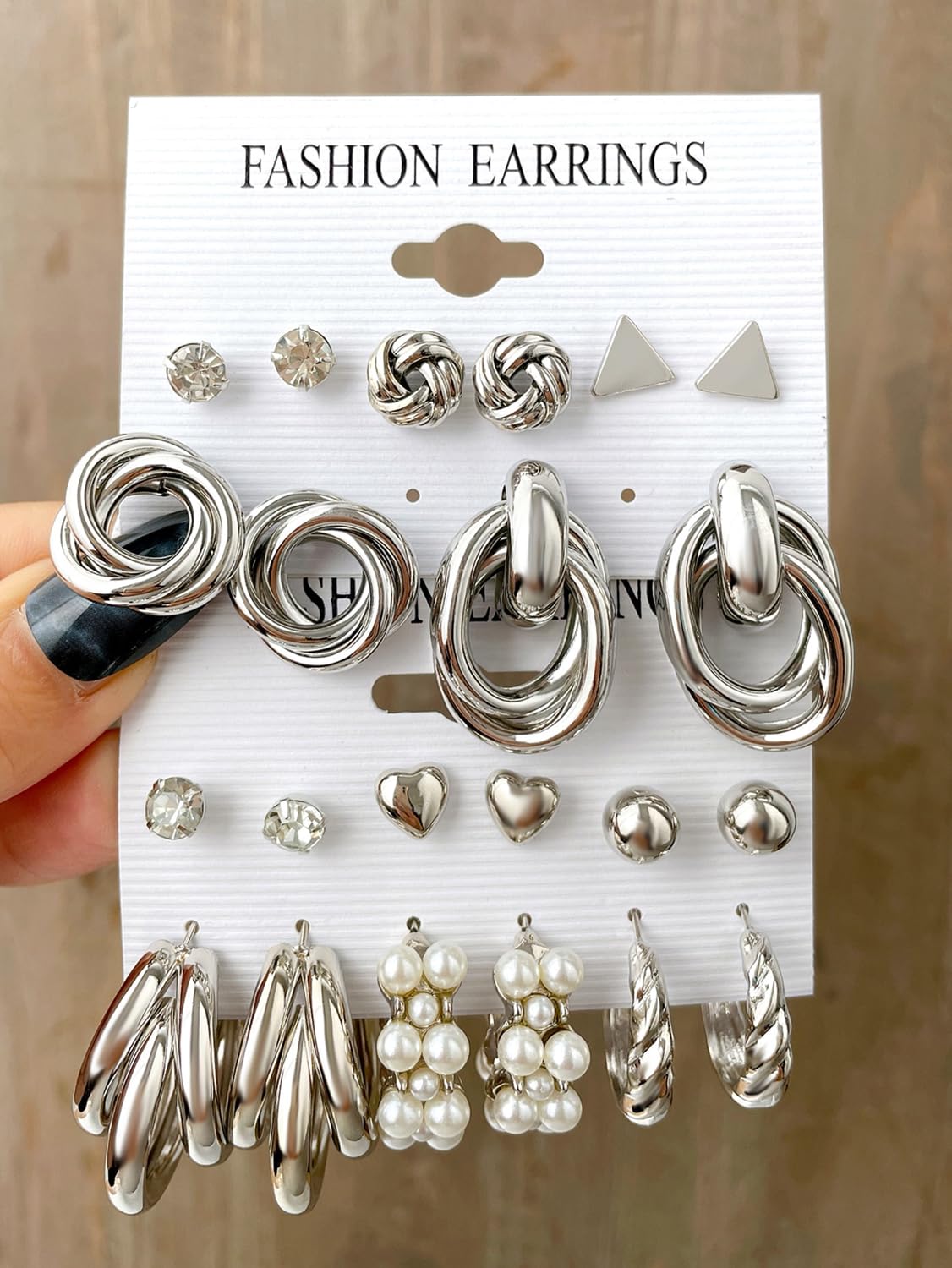 Shining Diva Fashion 11 Pairs Combo Set Celebrity Inspired Latest Trendy Stylish Gold Plated Geometric Twist Pearl Hoop Dangle Earrings for Women and Girls