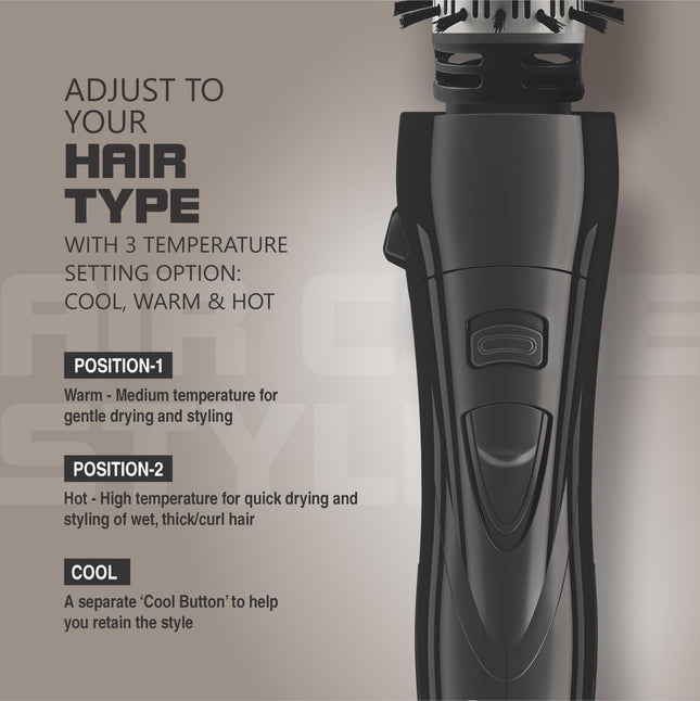 Havells 1000 Watts Air Care Volumizer Hair Dryer | Pre-Styling Half Brush, Stylish Curlers, Smoothening Roller Brush | Suitable For All Hair Types | Black | Hc4085 